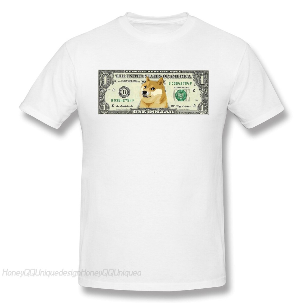 ขนาดใหญ่ Elmusk The Dogefather One Doge Dollar เสื้อยืดผ้าฝ้ายหลวม Cool
