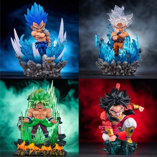 โมเดลฟิกเกอร์ Dragon Ball With Light Super Saiyan Ultra Instinct Son Goku Warrior Broly Vegeta ขนาด 15 ซม. ของเล่นสําหรับเด็ก