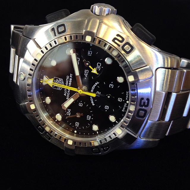 นาฬิกามือสอง ของแท้ tag heuer aquagraph 500 diver caribre 60 auto chronograph ขนาด 43mm