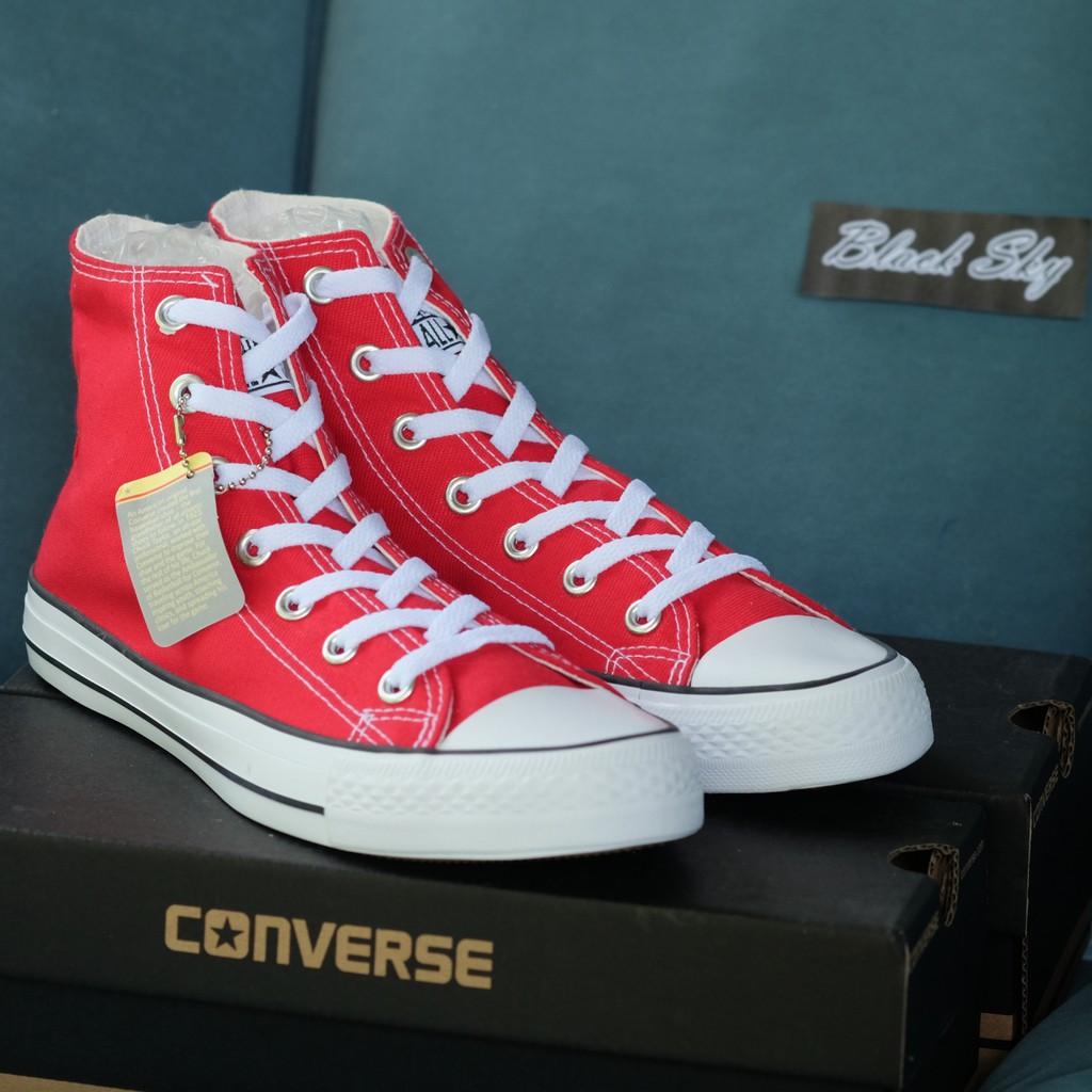 Converse All Star (Classic) ox - Red Hi รุ่นฮิต สีแดง หุ้มข้อ รองเท้าผ้าใบ คอนเวิร์ส ได้ทั้งชายหญิง