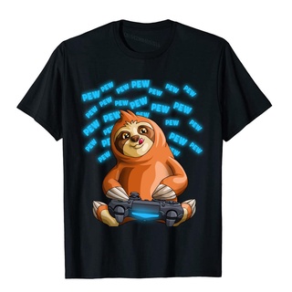 เสื้อยืดผ้าฝ้ายพิมพ์ลายแฟชั่น เสื้อยืด ผ้าฝ้าย พิมพ์ลายกราฟฟิค PewPewPew Video Gaming Sloth แฟชั่นฤดูร้อน สําหรับผู้ชาย