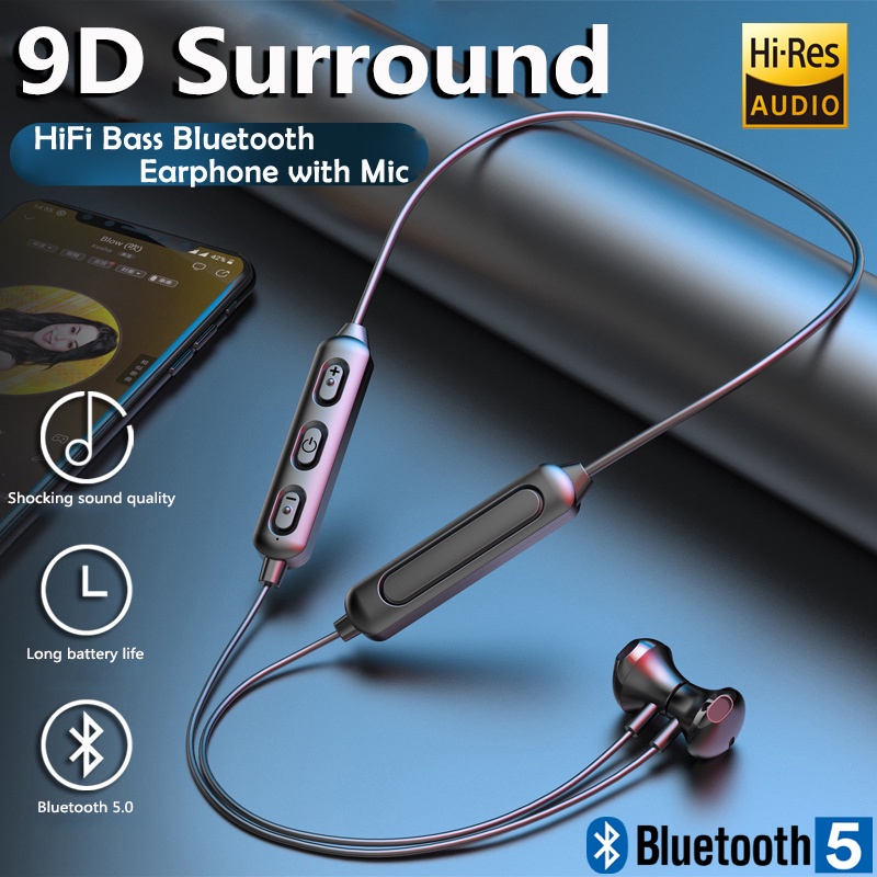 Shopee Thailand - Wireless Headphones Bluetooth 5.0 Magnetic Headset Stereo Earbuds Sports Earphones with Mic Sports Earphones HiFi Bluetooth Earbuds with Mic