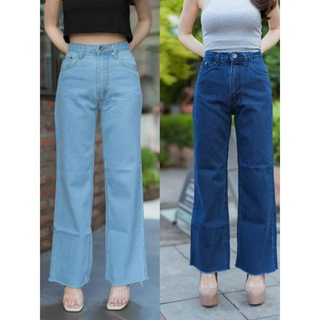 TwiceJeans ยีนส์ทรงกระบอก ขาตรง เอวสูง ปลายตัด วินเทจ S-5XL