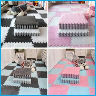 พรมจิ๊กซอว์ ขนาด 30X30X1 ซม. （แถมขอบปิด）พรมปูพื้น พรมปูพื้นห้องนอน พรมกันลื่น พรมขนนุ่ม พรมกำมะหยี่