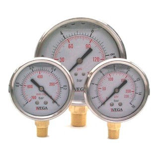 เกจวัดแรงดัน สแตนเลส 4" เกลียวล่าง WEGA pressure gauge สแตนเลส ขนาดหน้าปัด 4 นิ้ว เกลียว 1/2" ออกด้านล่าง