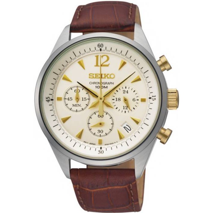 Karnvera Shop นาฬิกาข้อมือผู้ชาย Seiko Chronograph Quartz 100M SSB069P1 Men's Watch