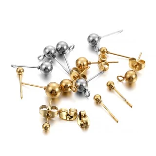 20pcs ก้านต่างหู ต่างหูอุปกรณ์พื้นฐานสแตนเลสไม่เป็นสนิม ต่างหูทรงกลม diy อุปกรณ์