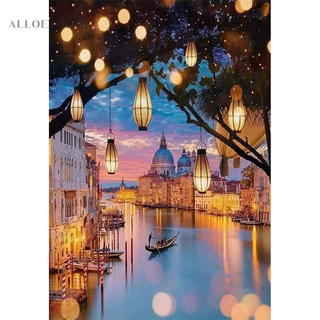 มีสินค้า-5D Full Round Drill Mosaic Craft DIY Town River Diamond Painting Poster Kit-ALO