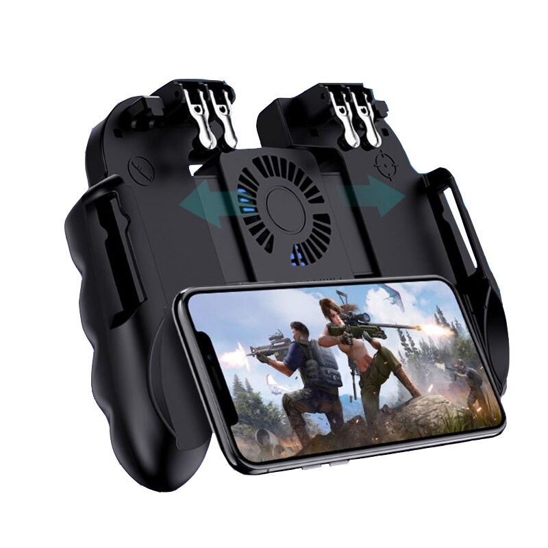 H9 Gamepad ด้ามจับพร้อมปุ่มยิง 4 ปุ่ม (แถมฟรีสายชาร์จ) แบตเตอรี่+พัดลมระบายอากาศ ด้ามจับ PUBG / Free Fire