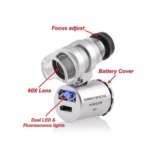 แว่นขยาย60x ไฟLed UV ส่องพระ จิวเวลรี่ เพชรพลอย mini microscope