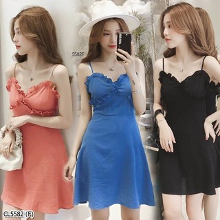 (CL5582) Dress เดรสสั้นสายเดี่ยว