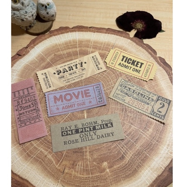 Deco Vintage Retro Tickets 7-9 ซม. สําหรับสมุดภาพ, penpal, ไปรษณีย์หอยทากและบันทึก