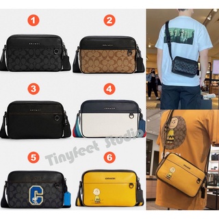 Coach C4149 C4147 C4027 C4026 C4148 Peanuts Graham Double Zip Crossbody Men Women Sling Camera Bag กระเป๋า