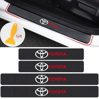 สติกเกอร์คาร์บอนไฟเบอร์ กันน้ำ สำหรับติดธรณีประตูรถยนต์ Toyota รุ่น Corolla Camry Avensis RAV 4 Yaris Auris