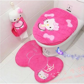 ห้องน้ำ ฝาครอบเสื่อชั้นสามชิ้น Hello Kitty