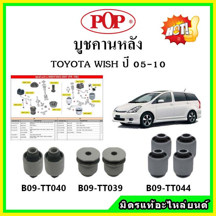 บูชคานหลัง บูชคอม้า บูชอาร์มหลัง TOYOTA WISH 2.0 วิช ปี 05-10 บูชช่วงล่าง