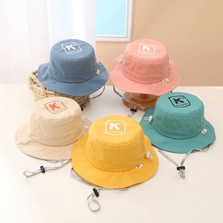 [พร้อมส่ง] หมวกเด็ก 12เดือน-5ปี รอบหัว:50-52 cm. หมวกบักเก็ต (Bucket) พิมฟอนต์อักษร "K" หมวกแฟชั่นเด็ก