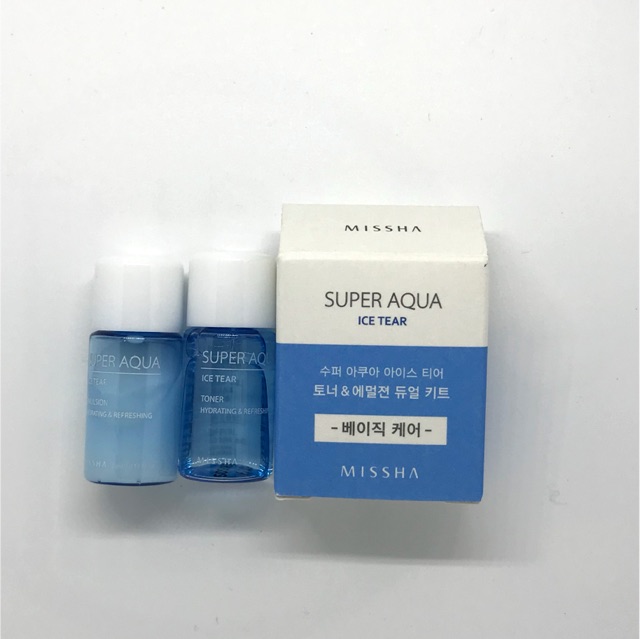 แท้/พร้อมส่ง Missha Super Aqua Ice Tear Toner5ml.+Emulsion5ml.