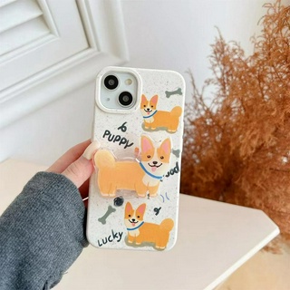 💖New 💖iPhone 14 13 12 11 Pro Max เคส for เคสไอโฟน11 น่ารัก บางเบาพกพาง่าย ลูกสุนัข พร้อมขาตั้ง เรียบง่าย Case