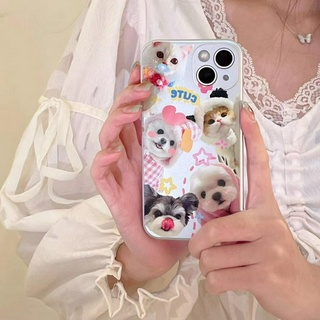 💖New 💖iPhone 14 13 12 11 Pro Max เคส for เคสไอโฟน11 น่ารัก บางเบาพกพาง่าย  ลูกสุนัข ลูกแมว การชุบ Case