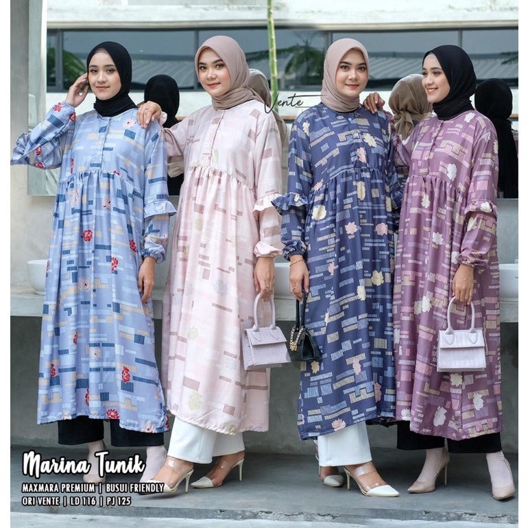 ใหม่ในเดือนมิถุนายน!! ️ เสื้อทูนิค รูปแบบนามธรรม กระแสฮิต (MARINA)