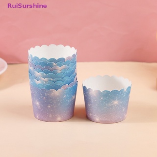 Ruisurshine ใหม่ ถ้วยห่อคัพเค้ก ไล่โทนสี กันฝน สําหรับอบขนม 50 ชิ้น