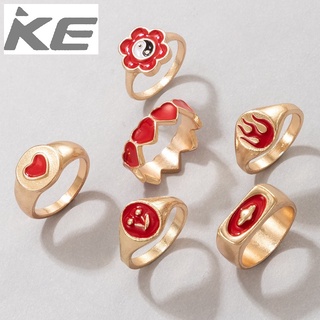 drip ring Tai Chi flower love flame six-piece ring female for girls for women low price