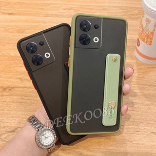 ใหม่ เคสโทรศัพท์มือถือ OPPO Reno8 Reno7 Reno6 Pro Z 5G 4G 2022 New Handphone Casing With Wrist Band Camera Protection Transparent Phone Case Matte PC Back Cover Reno 8 8Z 8Pro 7 7Z 7Pro 6 6Z