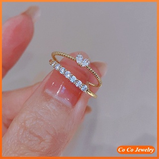 Cocojewelry ใหม่ แหวนนิ้วชี้แฟชั่น หรูหรา สไตล์เกาหลี สําหรับผู้หญิง