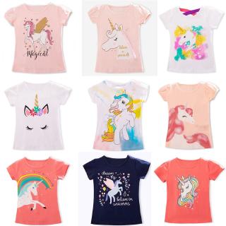 WFRV 3-8 Year Kids Girls Unicorn Party Tops Summer T-shirts For Girl Clothes Casual Baby Clothes