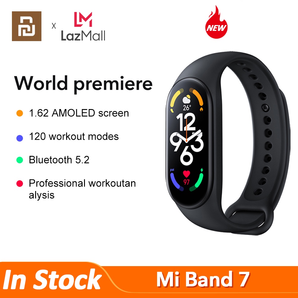[NEW 2023 พร้อมส่ง] Xiaomi Mi Band 7 GB SpO2 สมาร์ทวอทช์ Smart Watch band7 นาฬิกาอัจฉริยะ อ่านเวลาได้ตอนจอดับ จอแสดงผล AMOLED
