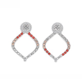 Aevari Lotus Petal Earrings Sterling Silver 925 with Padparadcha Crystal  ต่างหู ต่างหูเงินแท้ ต่างหูประดับพลอยCZ