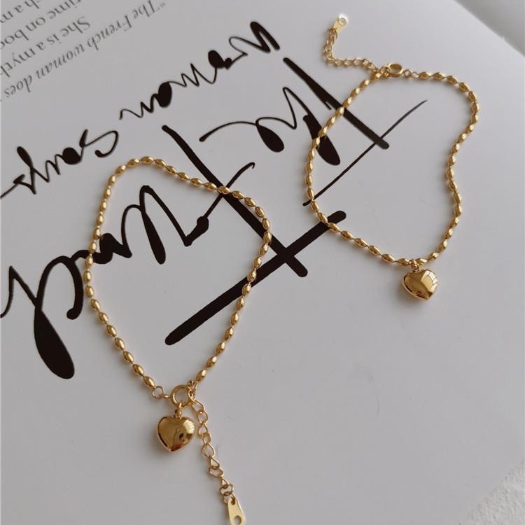 สร้อยข้อมือ สแตนเลส ประดับลูกปัด รูปหัวใจ สไตล์เกาหลี
 - รูปที่ 2