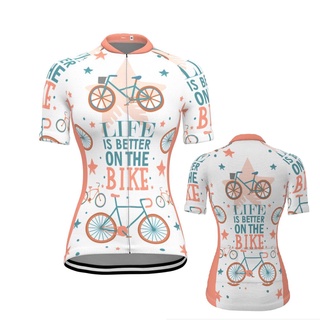 เสื้อกีฬาแขนสั้น ลาย Life Is A Better On The Bike สําหรับผู้หญิง 2024