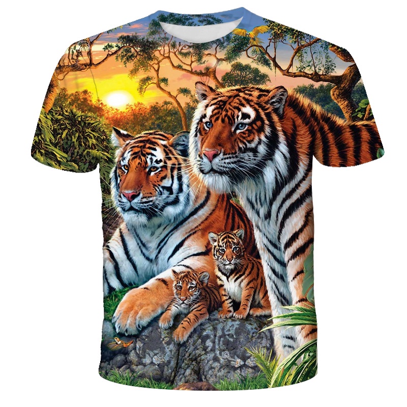 เสื้อยืดคอกลม แขนสั้น พิมพ์ลายสัตว์ เสือ 3 มิติ ทรงหลวม ขนาดใหญ่ แฟชั่นฤดูร้อน สําหรับผู้ชาย ราคา ถูกที่สุด ดีลบีเคเค