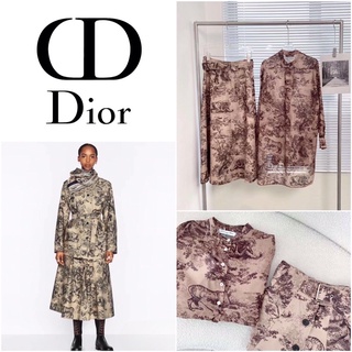 ชุดเซ็ต CHRISTIAN DIOR LONG BLOUSE HAZELNUT COTTON VOILE  DIOR BELTED MID LENGTH SKIRT