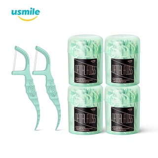 ஐ✥✷usmile ไหมขัดฟันแบบมีด้ามจับ รูปร่างม้าน้ำ สดชื่น Dental Floss - 4 Boxes