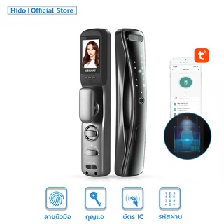 HIDO กลอนล็อคประตู TUYA สมาร์ทการ์ด สแกนลายนิ้วมือ รหัสผ่าน กุญแจ digital door lock กล้องตาแมว โนมัติสแกใบหน้า828