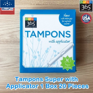 365 Everyday Value® Tampons Super with Applicator 1 Box 20 Pieces ผ้าอนามัยแบบสอด 1 กล่อง 20 ชิ้น เหมาะกับวันมาปกติ-มามา