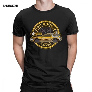 เสื้อยืดสีขาวเสื้อยืดแขนสั้น ผ้าฝ้าย พิมพ์ลาย Doc Brown Taxis Back To The Future สําหรับผู้ชาย