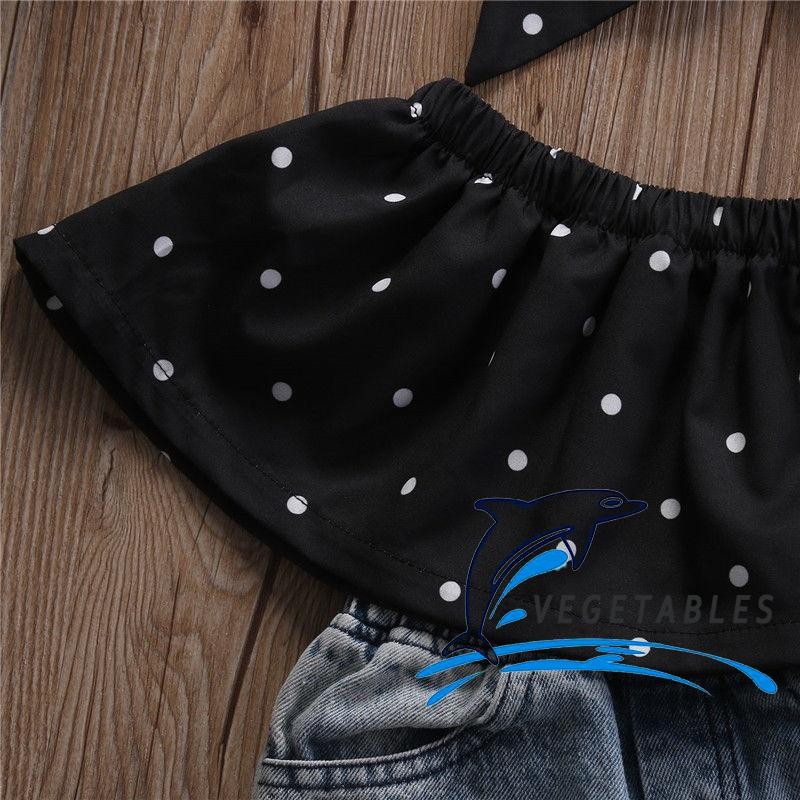 Vat- UK Stock ชุดเสื้อเปิดไหล่ กางเกงยีนส์ขายาว สําหรับเด็กทารกผู้หญิง - รูปที่ 5