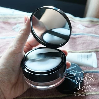 BA09 ตลับแป้งฝุ่นเปล่า สีดำ ตาข่ายกระจายแป้ง พร้อมพัฟแต่งหน้า Empty powder box ขนาด 20 กรัม