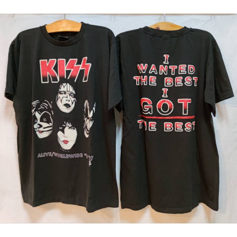 KISS ฟอกไบโอ เสื้อวินเทจ เสื้อทัวร์วงร๊อค ป้าย USA  heavy vintage shirt