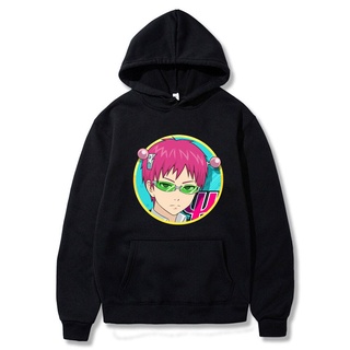 เสื้อกันหนาว เสื้อฮู้ดดี้ พิมพ์ลายโลโก้อนิเมะ Saiki K สําหรับผู้ชาย