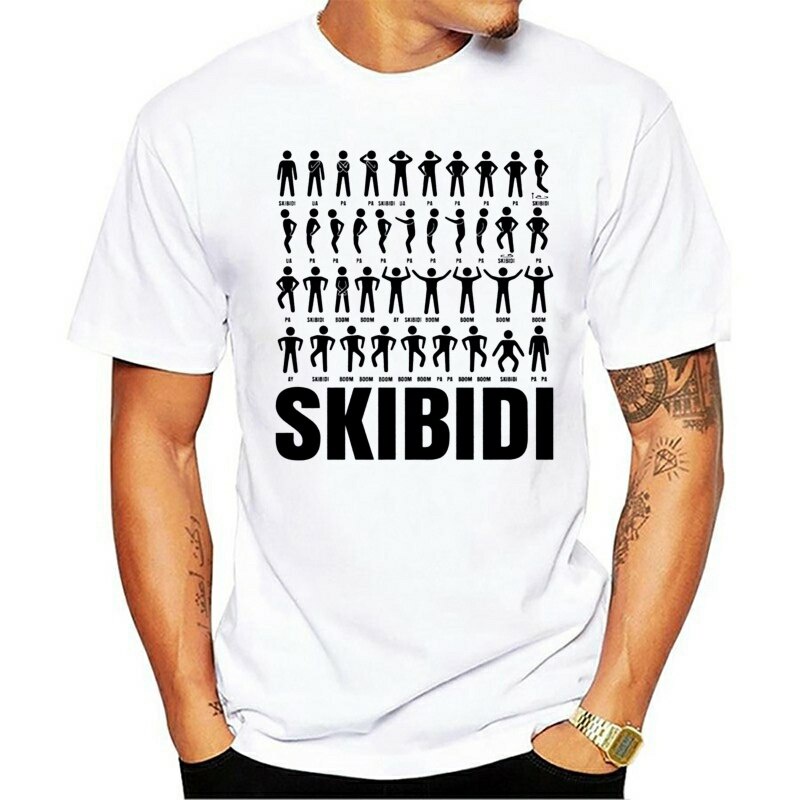 เสื้อวินเทจชาย - เสื้อยืดผ้าฝ้ายลิตเติ้ลบิ๊ก Skibidi เต้นรําประจําความท้าทายที่ไม่เป็นทางการผู้ใหญ่