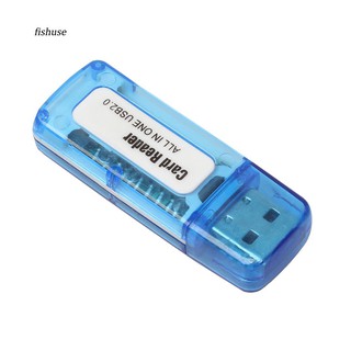 Fhue_เครื่องอ่านการ์ดความจํา USB 2.0 4 in 1 สําหรับการ์ด M2 SD SDHC DV Micro SD TF 1 ชิ้น