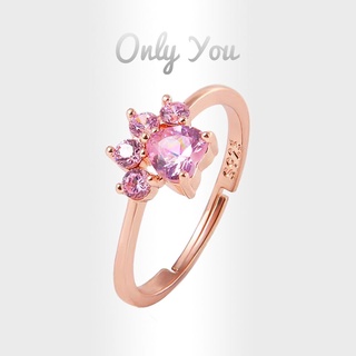 Only You แหวนเพชร ชุบโรสโกลด์ 18K รูปรอยเท้า สีชมพู