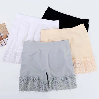 PU กางเกงซับในรุ่น A05  กางเกงไร้ขอบขาปักลายลูกไม้ หลากสี รา…