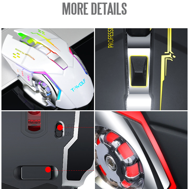 เมาส์ เมาส์เกมมิ่งQ13 2.4G Wireless Mice Charging Gaming Mouse 6 Keys ...