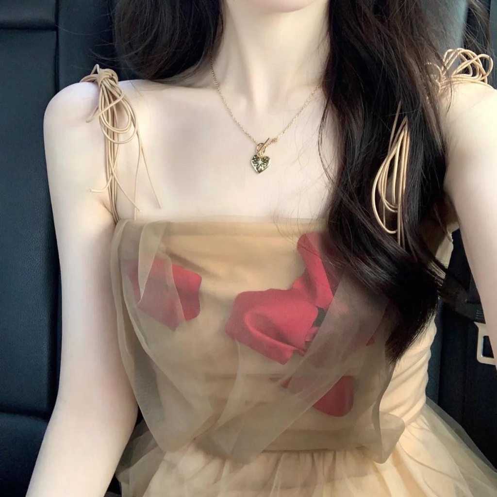 🔥Hot Sale/Seaside holiday beach dress French retro one-shoulder dress fairy super fairy กระโปรงตาข่า